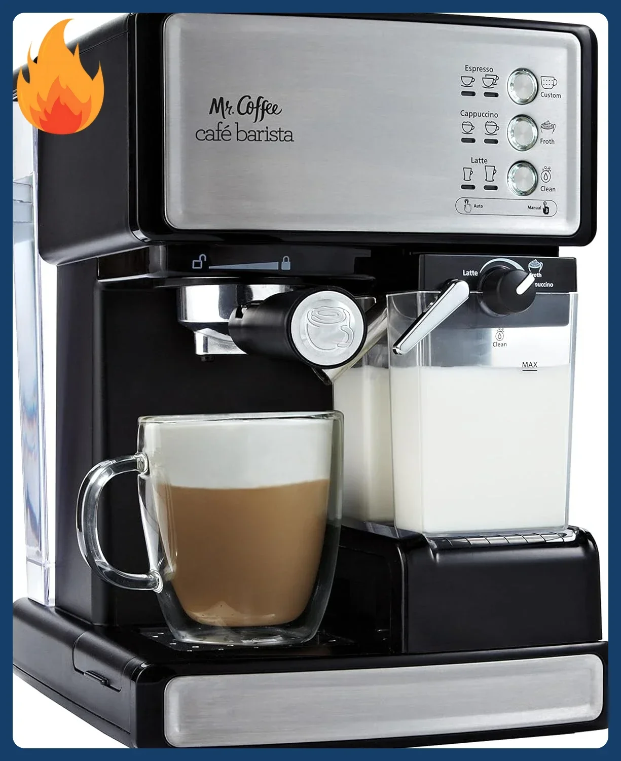 

[Discounted Price!]Espresso and Cappuccino Machine Stainless Steel Programmable Coffee Maker with Automatic Milk Frother 15-Bar
