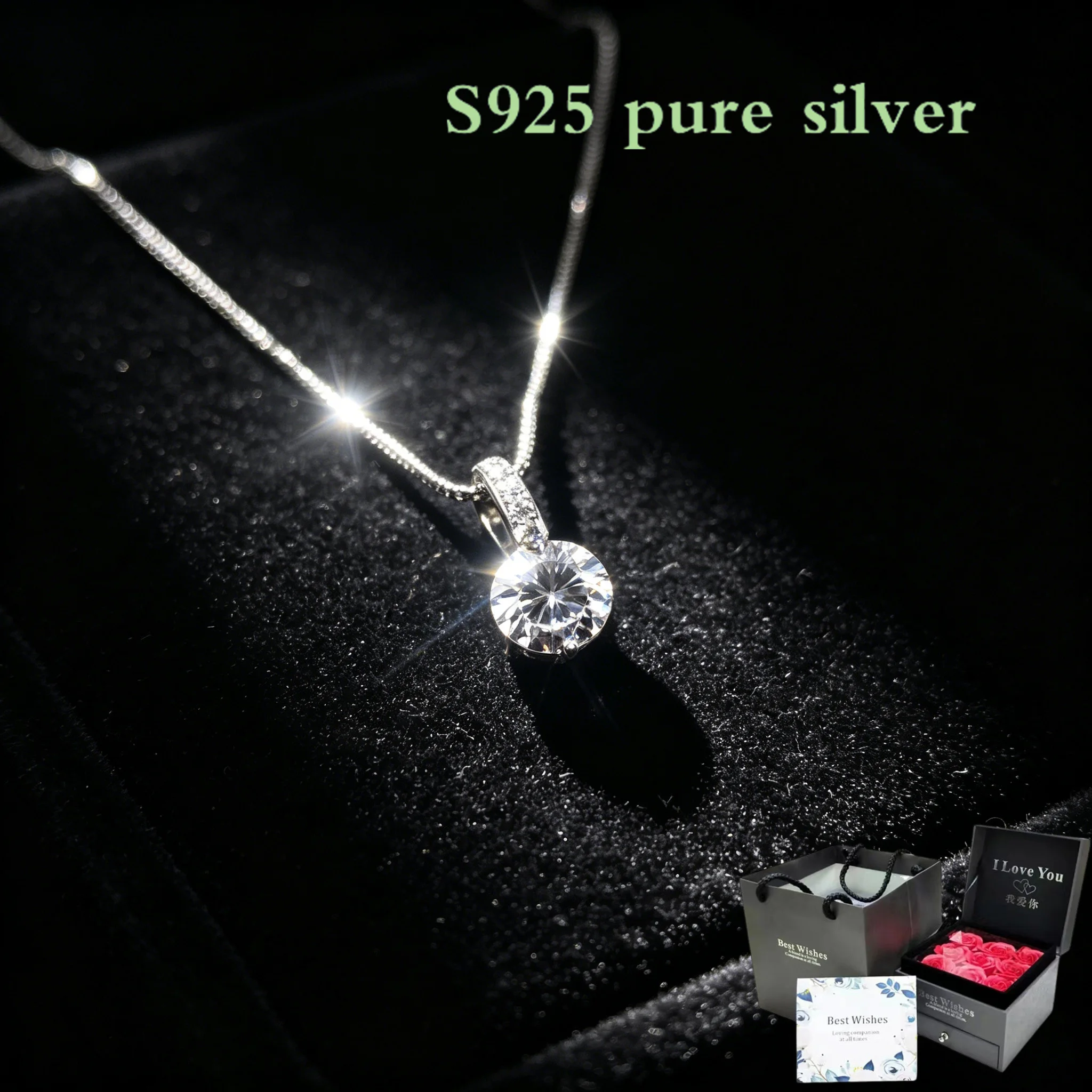 

S925 pure silver new-style necklace for women, exquisite mini diamond all-in-one silver collar chain, girls' gift