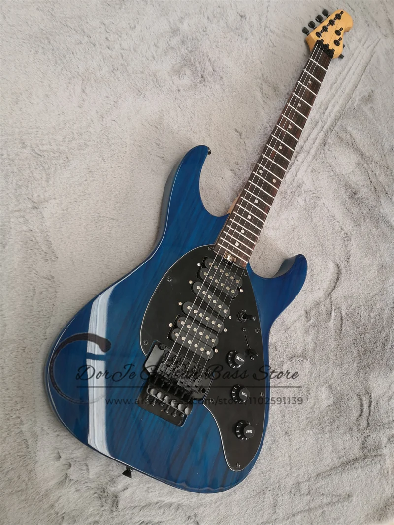 

Classic Blue Guitar Tremolo Bridge ASH Wood Body Maple Neck HSSH Pickups Black Tuners Factory custom