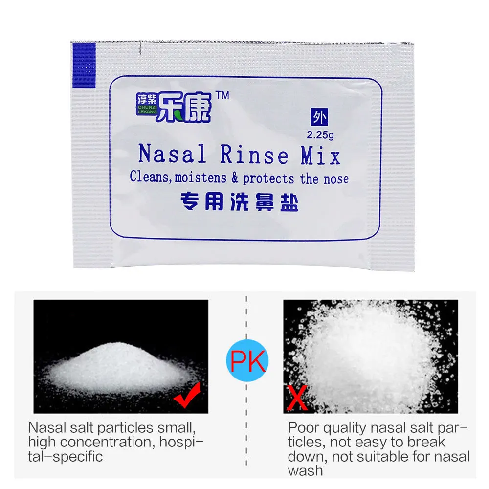 60/50 Bags Nasal Wash Salt Allergic Rhinitis Children Cleaning Nose Protector Nasal Irrigation Salt 2.25g For 70ML Nose Cleaner