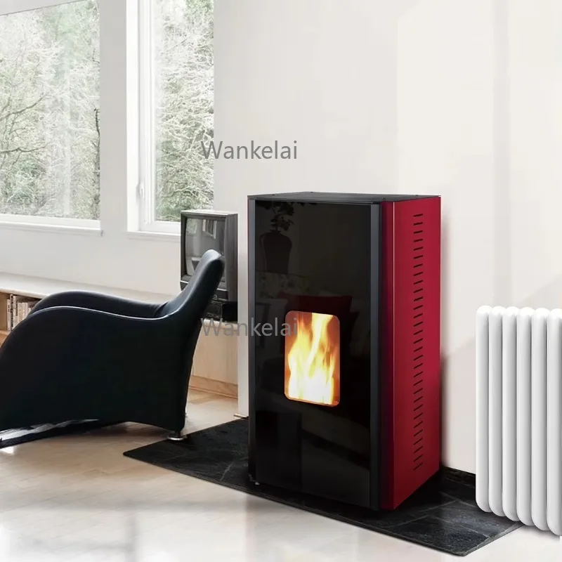 Venta al por mayor, chimenea eléctrica de leña para interiores de 18 kw, estufa de pellets automática inteligente moderna