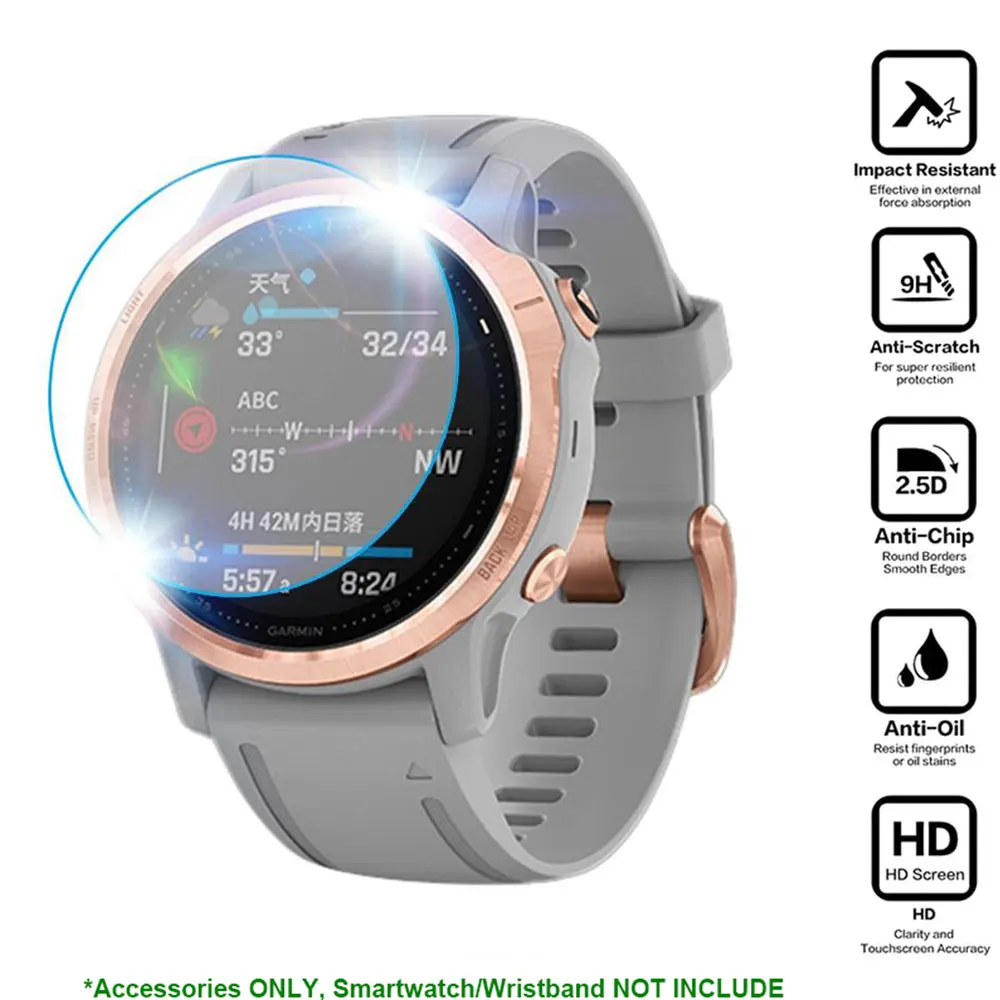 3pcs Watch Screen Protector Film For Garmin Fenix 5 5s Plus 6S 6X 6 Pro Protective Ultra Clear Tempered Glass Film