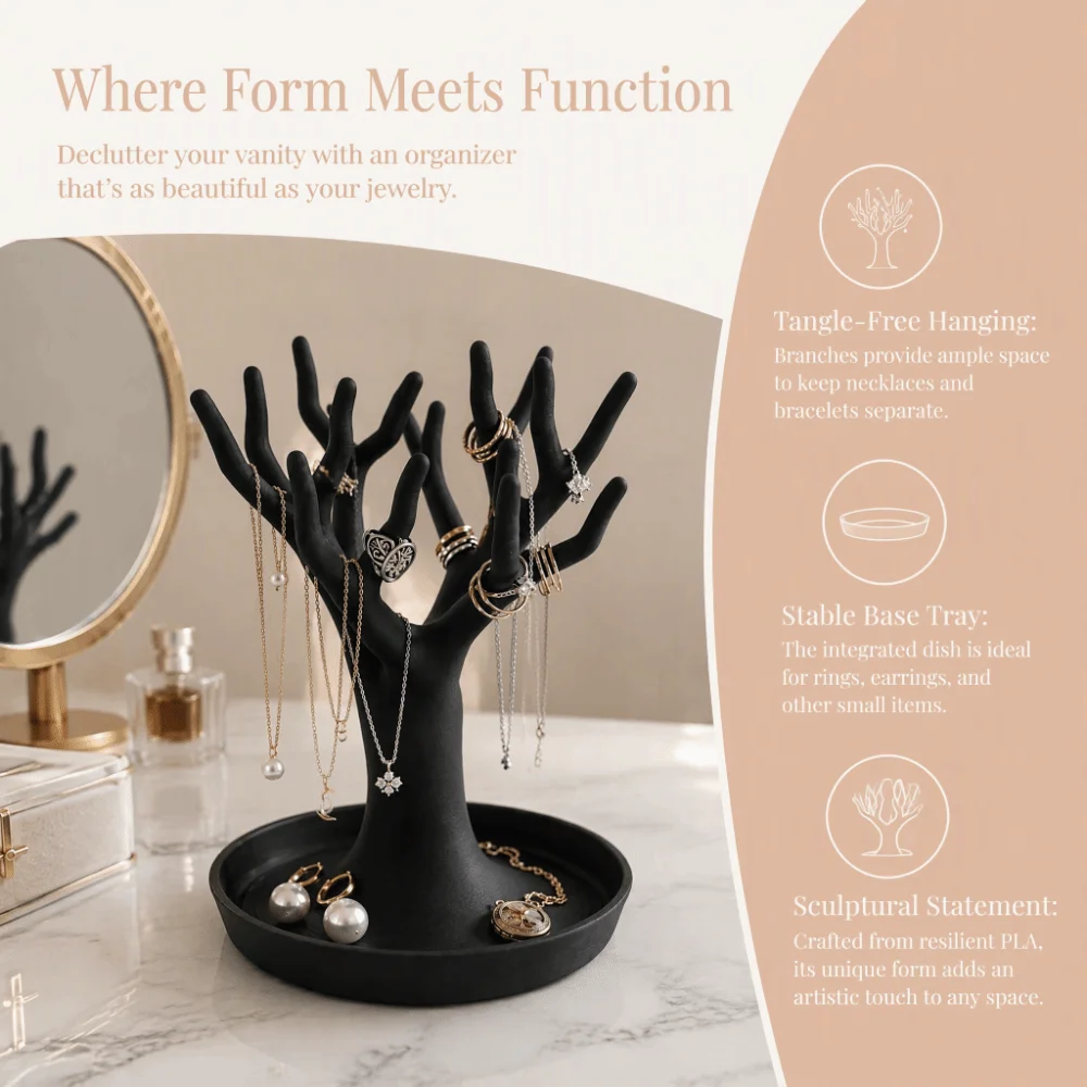 3D Printed Miscellaneous Item Storage Tray Decorative Figurine Simulated Tree-shaped Organizer Jewelry Towers Nordic