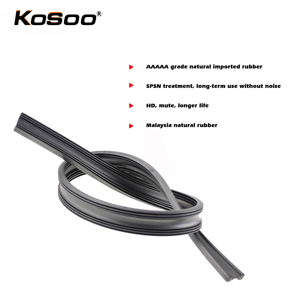 KOSOO 2PCS Vehicle Windshield Insert Natural Rubber Car Wiper Blade Strip (Refill) 6mm 26\