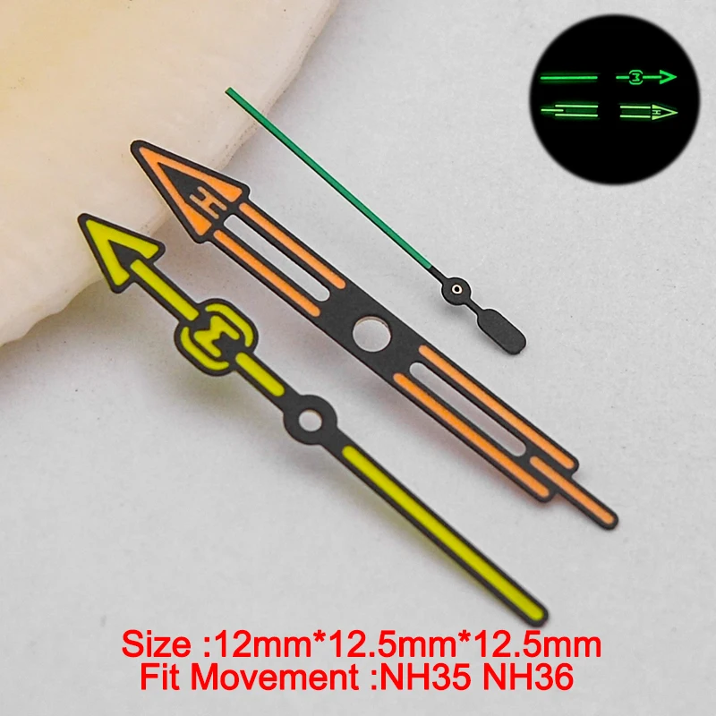 

NH35 NH36 Watch Hands 12*12.5*12.5 C3 Green Luminous Fit 4R35 4R36 Movements For Watch Repair Parts