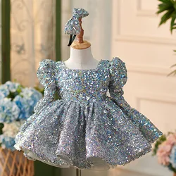 Girl Lolita European and American high-end banquet evening dress elegant girl birthday party dress 1-8 year old Christmas dress