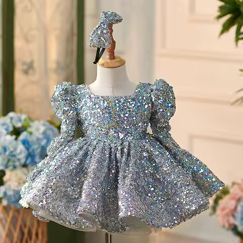 Girl Lolita European and American high-end banquet evening dress elegant girl birthday party dress 1-8 year old Christmas dress