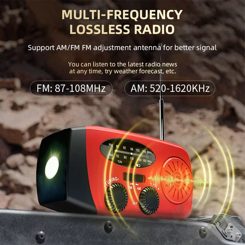 Emergency Disaster Prevention Prepare Radio Hand Cranked Generator Portable Strong Light Solar Charging Multi Survival Equipment image 2