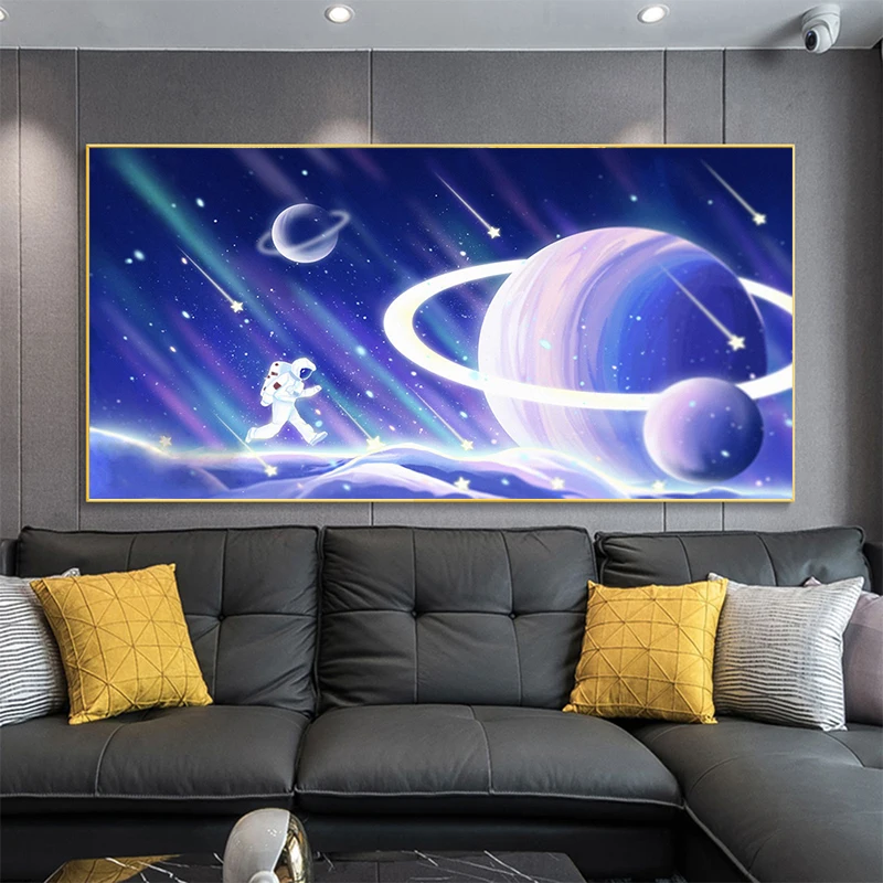 DIY Diamond Art Painting Kit Astronaut Walks The Galaxy Diamond Embroidery, Wall Painting, Cross Stitch, Living Room, Home Decor