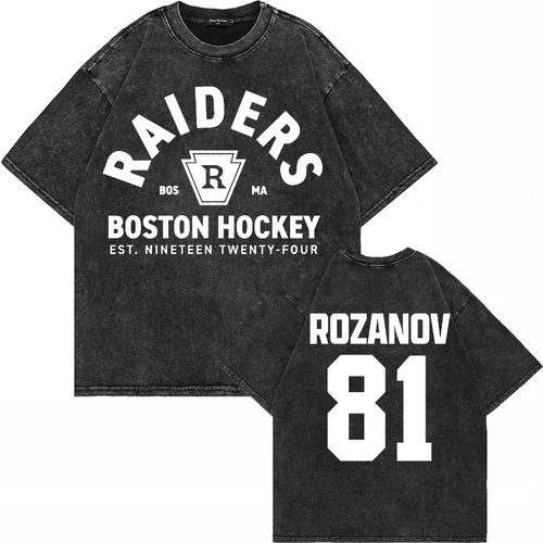 Imagen 2 del producto Camiseta de Algodón 100% Vintage Lavada con Efecto Ácido para Hombre, Rivalry Ilya Rozanov 81 Boston Raiders, Scott Hunter, Shane Hollander