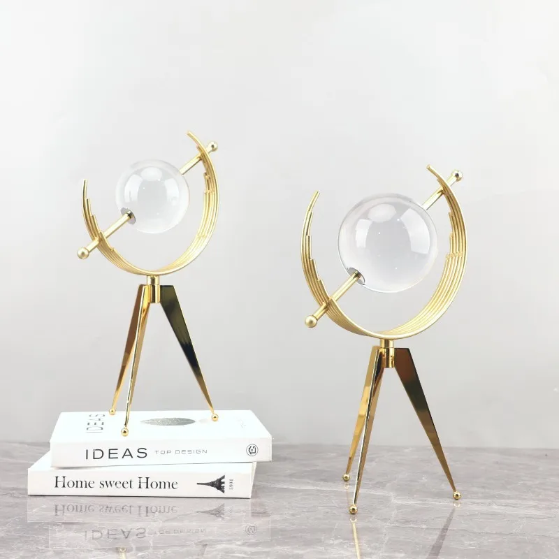 

Light luxury high-end geometric metal crystal globe art decoration ornament porch study soft decoration home accessories