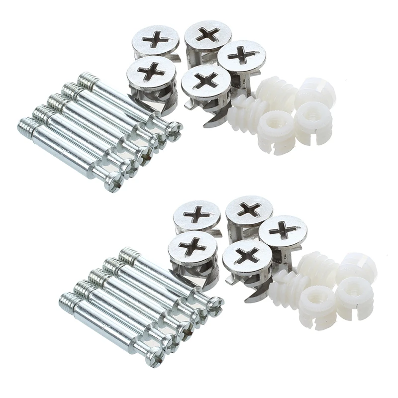 Furniture Cam Fitting With Dowel And Pre-Inserted Nut (Set Of 10)