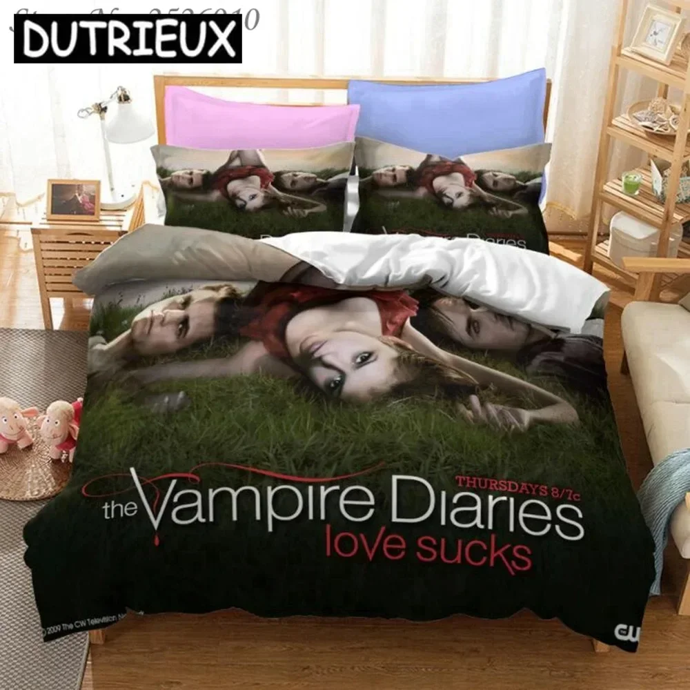 The Vampire Diaries Print Bedding Set 3D Character Duvet Cover Set With Pillowcase Twin Full Queen King Bedclothes 04