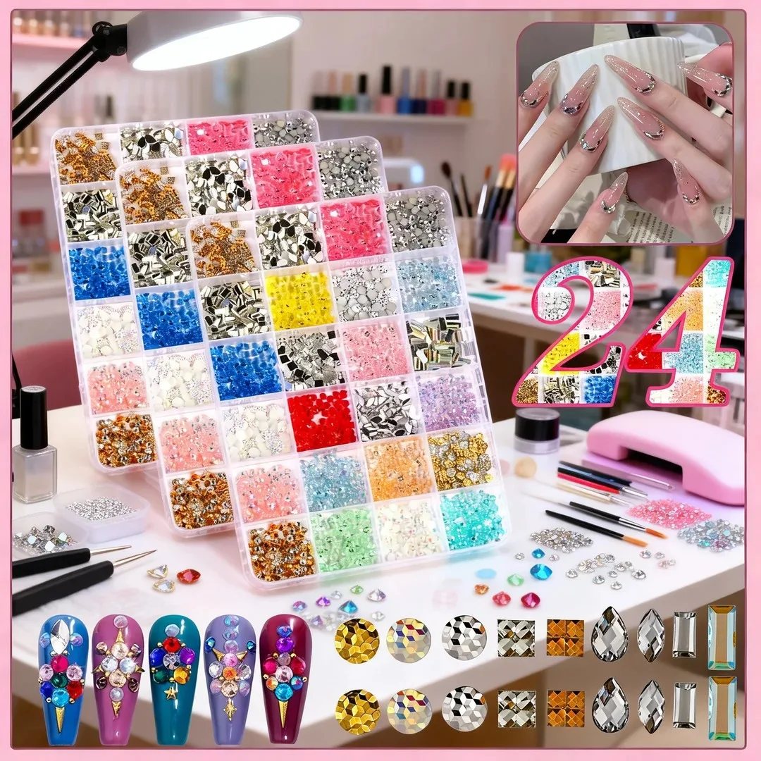 

1Box Hot Selling Nail Rhinestone Bedazzling Kit 3D Multi-colors 3mm Resin Diamond Jewelry DIY Phone Case Nails Art Accessories