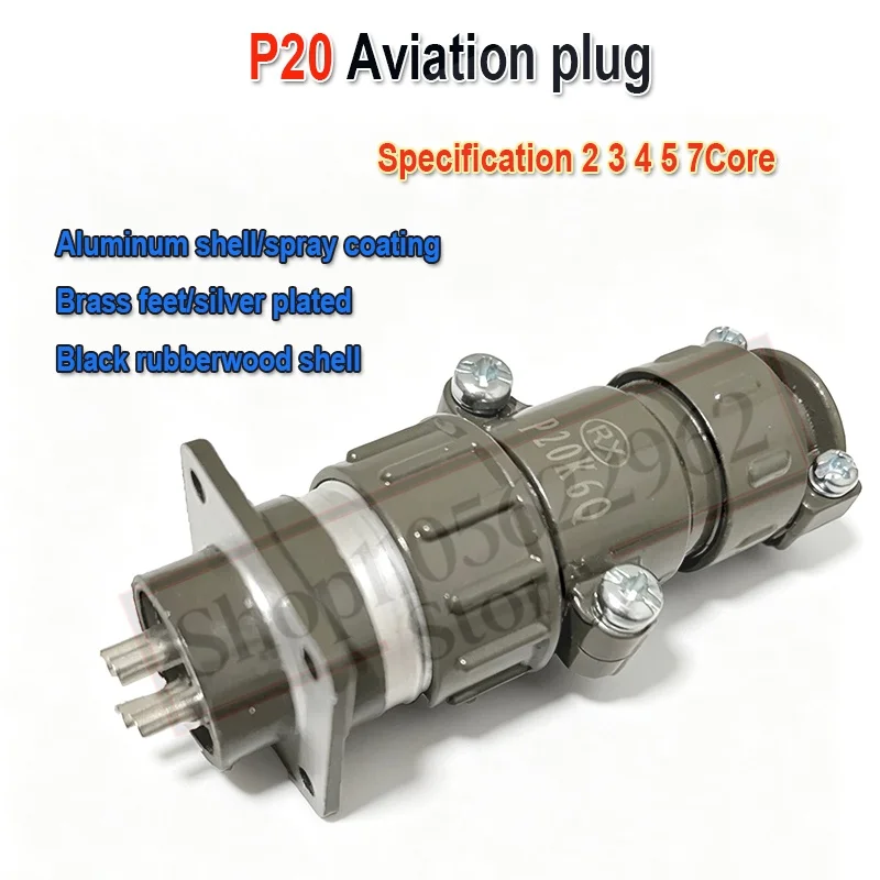 1Pcs P20 Aviation Plug Connector P20K6Q 2‑3‑4‑5‑7 Core 20MM Diameter Circular Plug‑in Type Male Female Socket