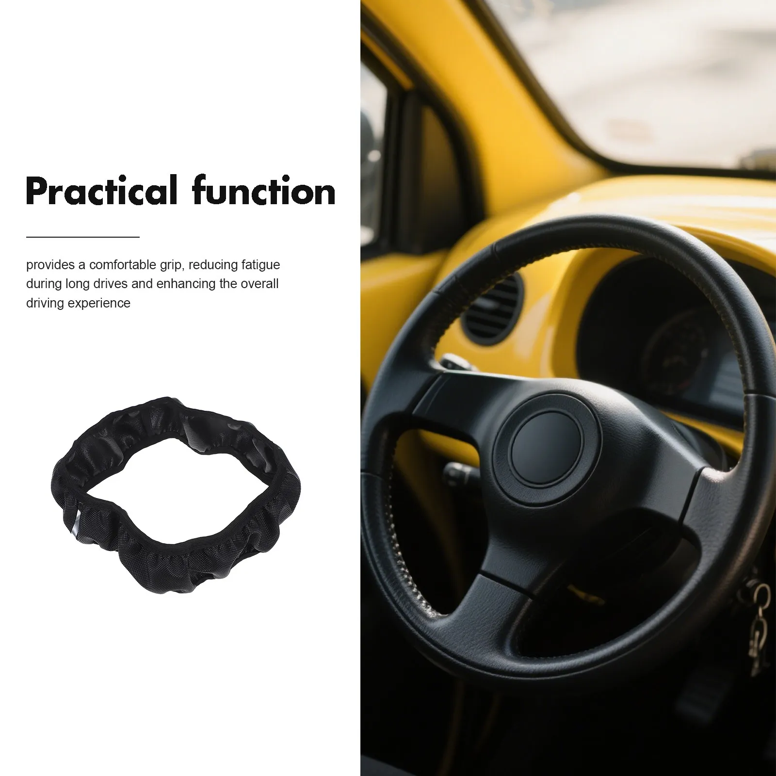 Premium Anti-Slip Steering Wheel Cover 14.5-15 Inch with Metal Strip for Enhanced Control Comfort Grip Non-Slip Car Truck