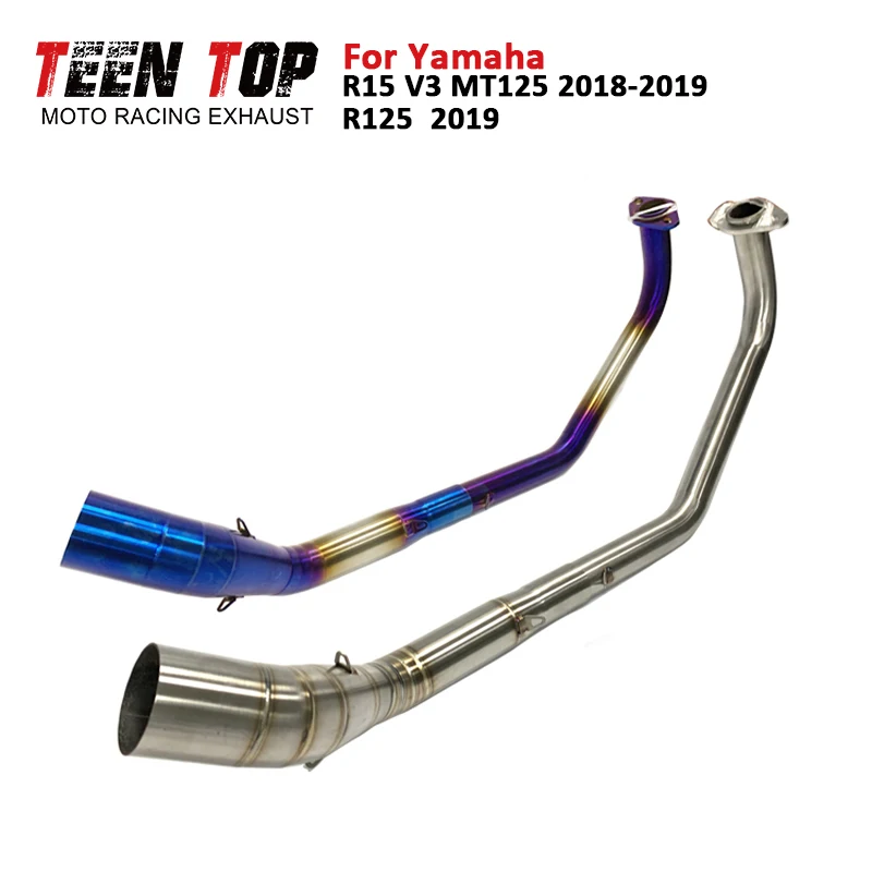 MT-125 Exhaust Pipe For Yamaha YZF-R15 V3 YZF-R125 Exhaust Header R15 Front Pipe 51mm Escape Moto Elbow R125 Front Connect Tubei