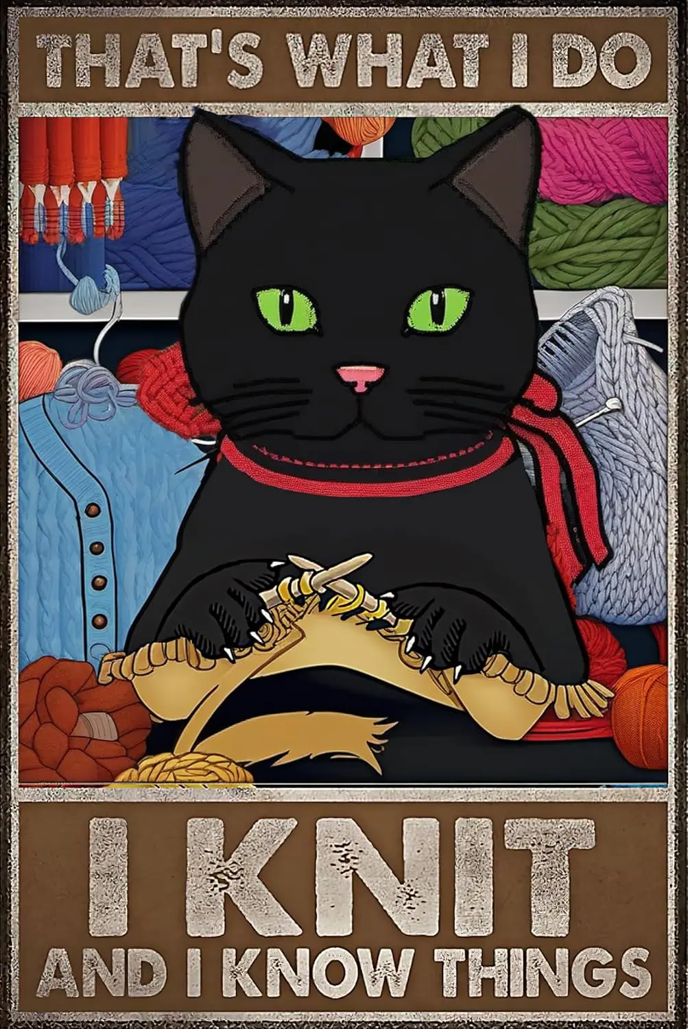 1p,Metal Tin Signs Funny Crochet And Knitting I Knit And I Know Things Signs Metal,Crochet Signs Metal,Knitting Art Prints,Croch