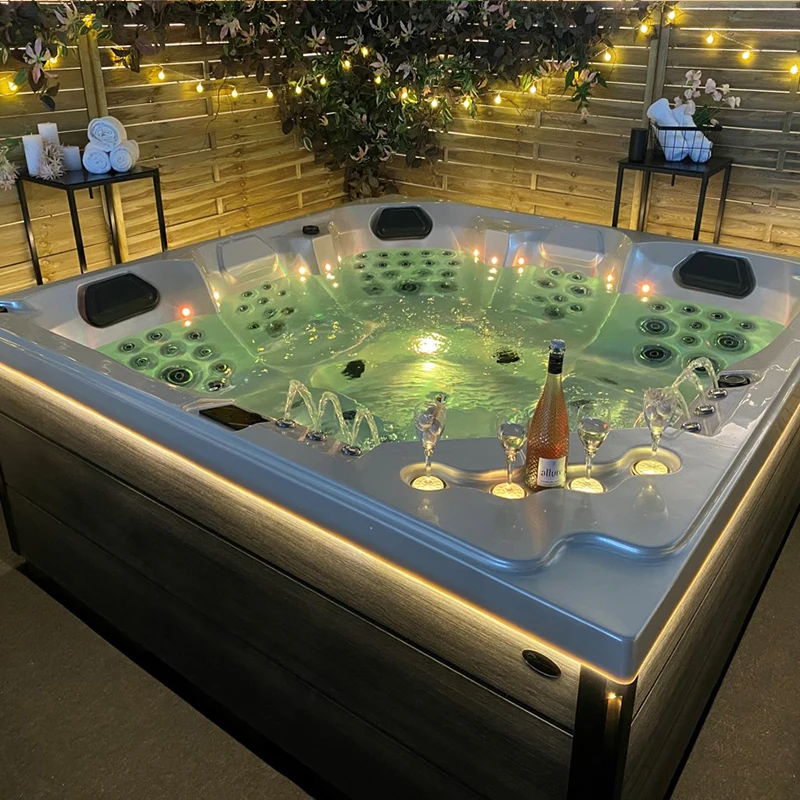 Bañera de hidroterapia para 5 personas, bañera de hidromasaje para masajes al aire libre