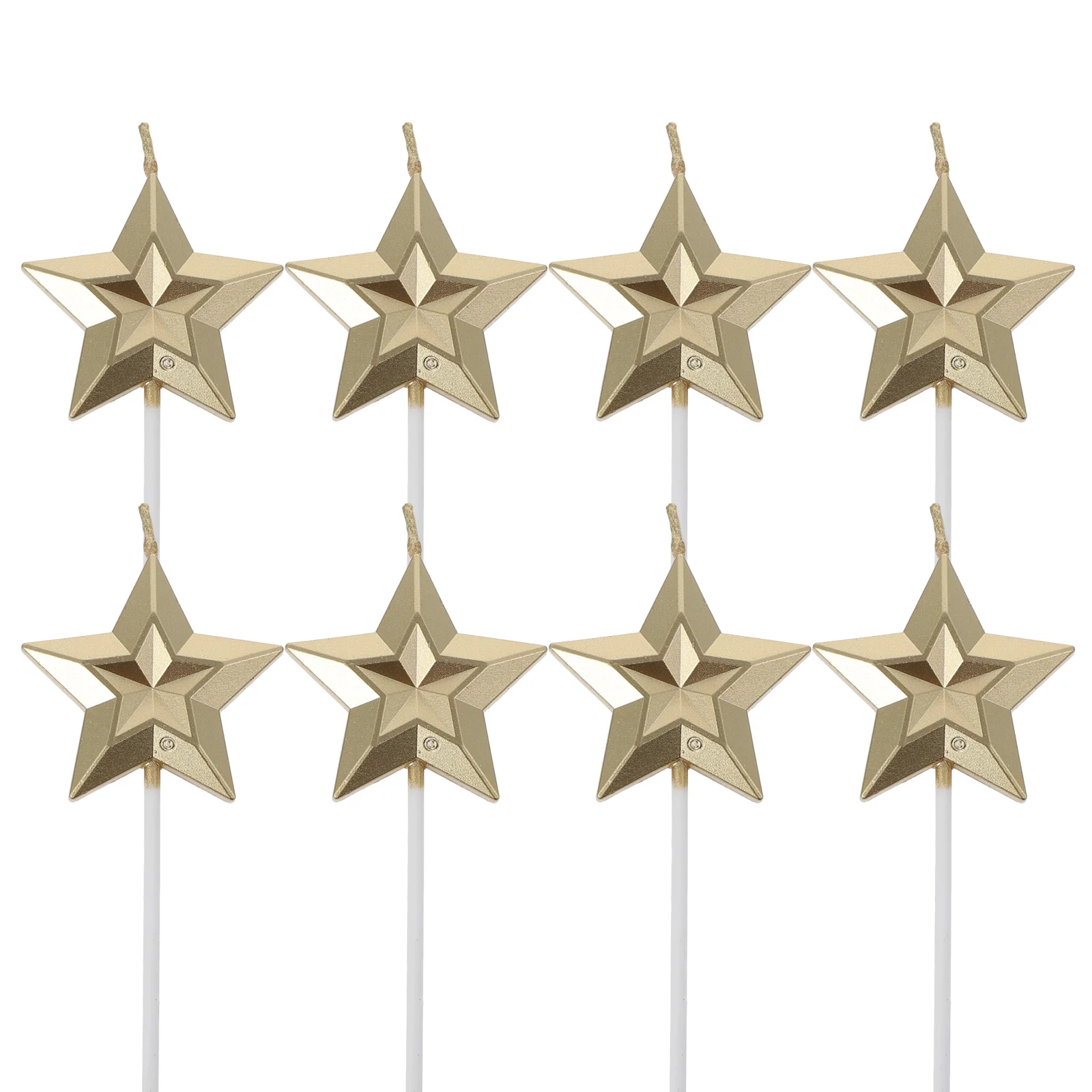 8 Pcs Star Decorative Decorations Birthday Party Cake Supplies Celebrity Toppers Stylish Candles Abs 3D Shape Baby