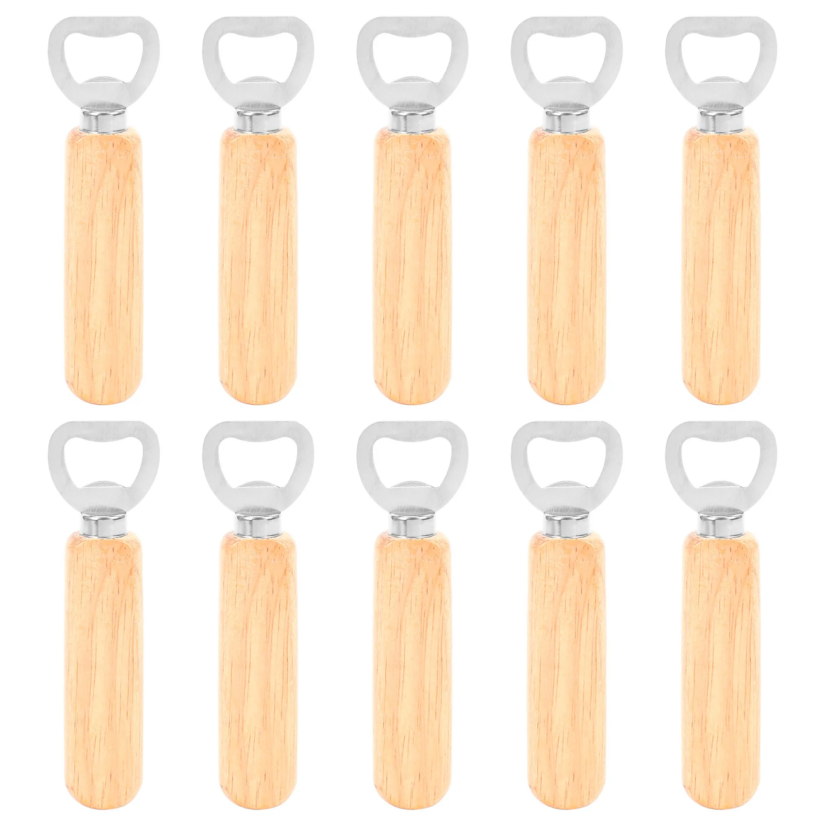 

10Pcs/Set Bartender Bottle Opener Rubber Wood Handheld Wine Beer Soda Glass Cap Bottle Opener Kitchen Bar