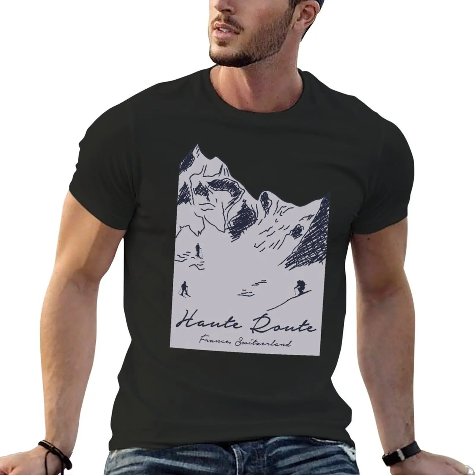 Haute Route – France, Switzerland T-shirt tees heavyweights blacks workout shirts for men