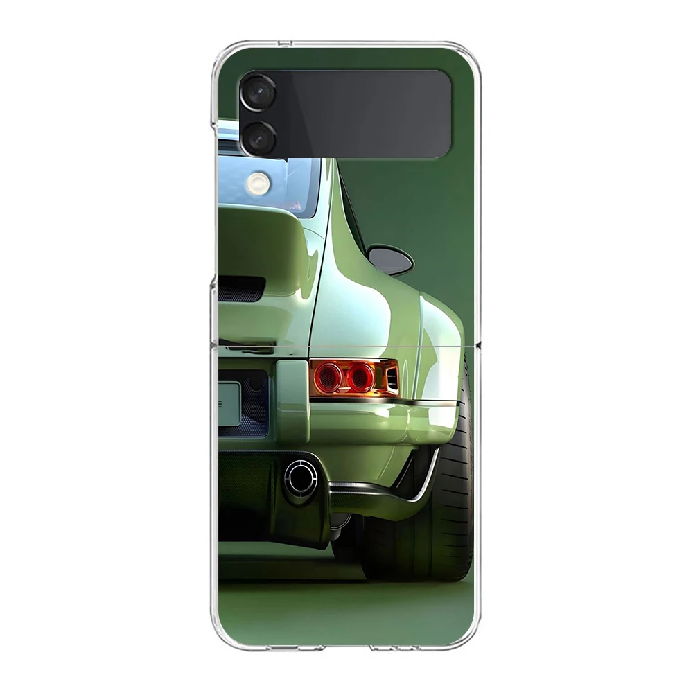 Phone Case For Samsung Galaxy Z Flip 3 4 5 Hard Folding Clear PC Bumper Super Car Sport For Samsung Z Flip 6 Back Cover