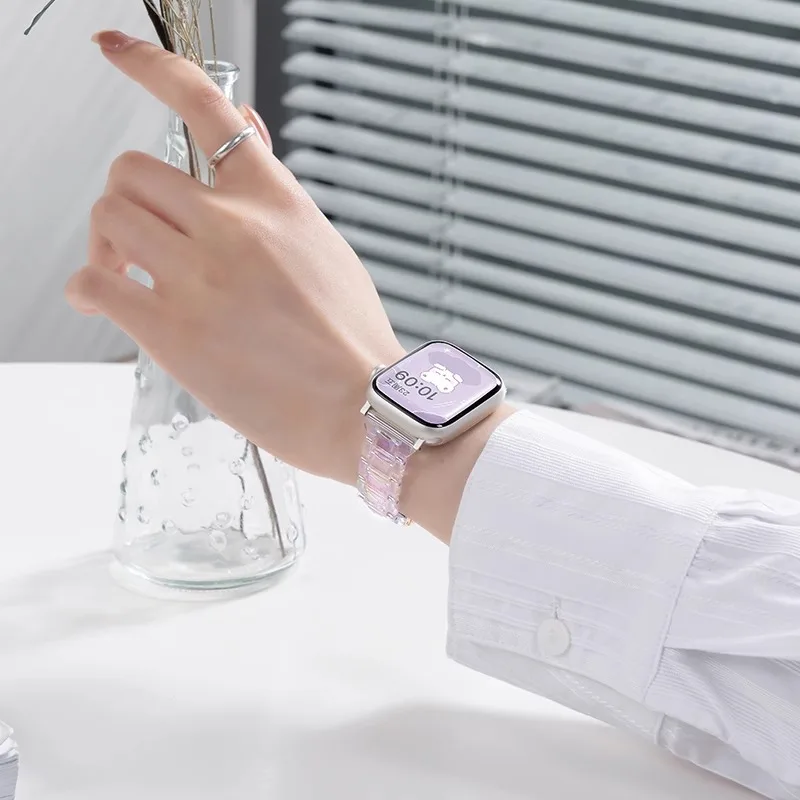 Clear Laser Slim Strap For Apple Watch Band Ultra 2 49mm 46 42 44 40 38 41 45mm Women Bracelet iWatch S12 11 10 9 8 SE 7 6 5 4 3
