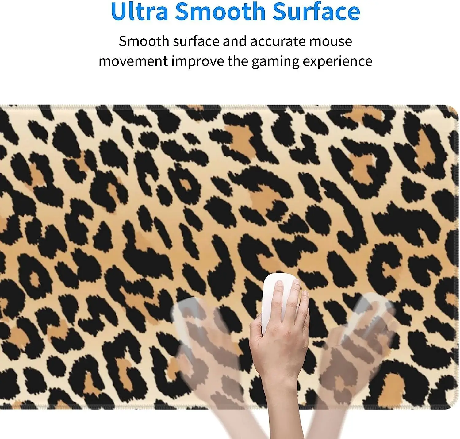Leopard Print Desk Pad 35.4x15.7 Inch XXL Animal Cheetah Spots Print Extended Mouse Pad Non-Slip Rubber Base Large