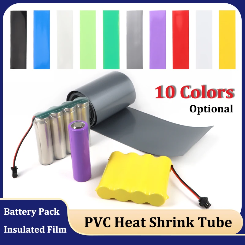 

1m PVC Heat Shrink Tube Width 7mm ~ 103mm 18650 21700 Lipo Battery Pack Insulated Film Wrap Lithium Case Protection Cable Sleeve