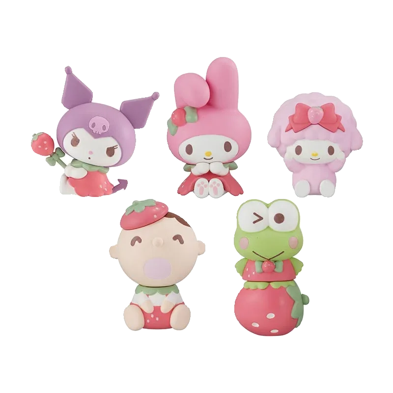 BANDAI Gashapon Sanrio Tea Party Strawberry Friend Kuromi Kero Kero Keroppi Childhood Memories Holiday Gifts Figure Model Toys