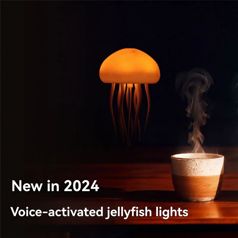 EYFL-Smart Jellyfish Night Light LED Jellyfish Night Light RGB Gradient Touch Sensor And Sound Control USB Charge Hanging