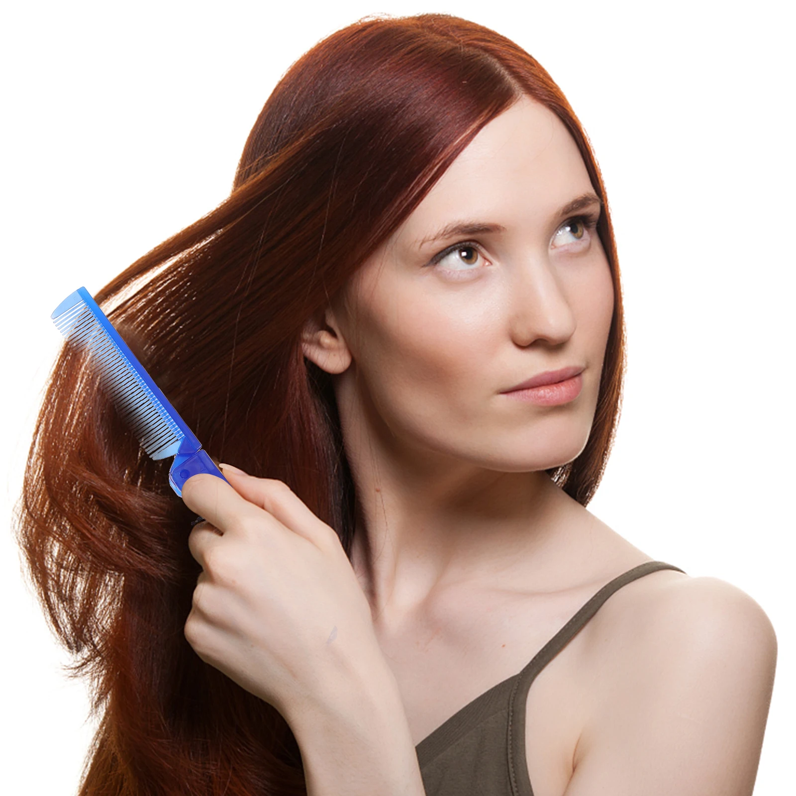 

8 Pcs Foldable Comb Hair Straightener Curly Double Headed Plastic Women Brush Anti Static Travel Size Fits Pocket Purse Salon