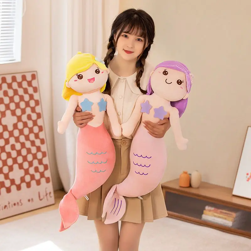 Jouet en peluche beurre sirène dessin animé pour enfants et adultes, confort, mignon, oreiller, bébé, peluche, filles, cadeau d'anniversaire, 45cm-80cm, nouveau