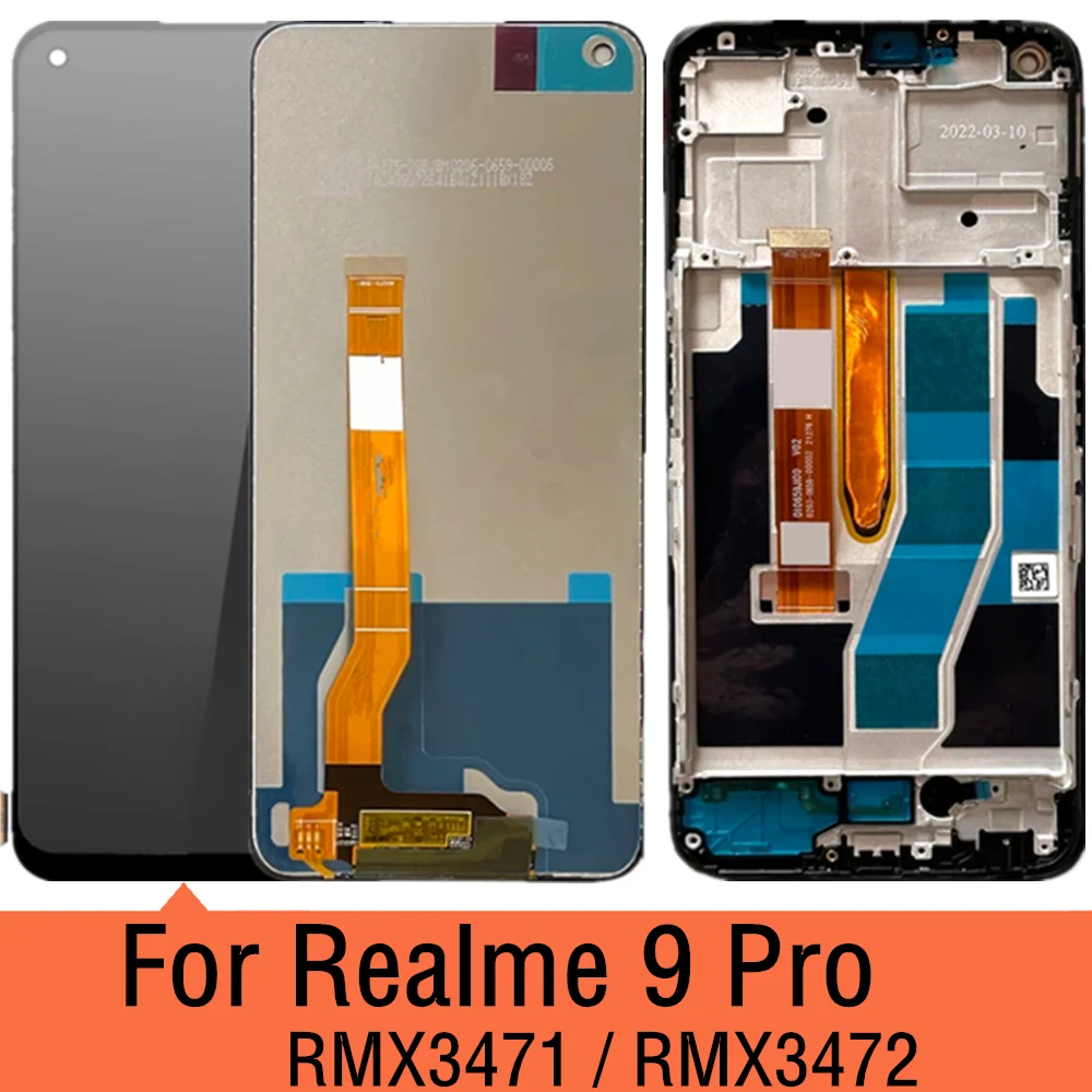 ips For Oppo Realme 9 Pro 9Pro LCD Frame Display Screen Touch Screen Panel Digitizer For Realme9 Pro RMX3471 RMX3472 LCD