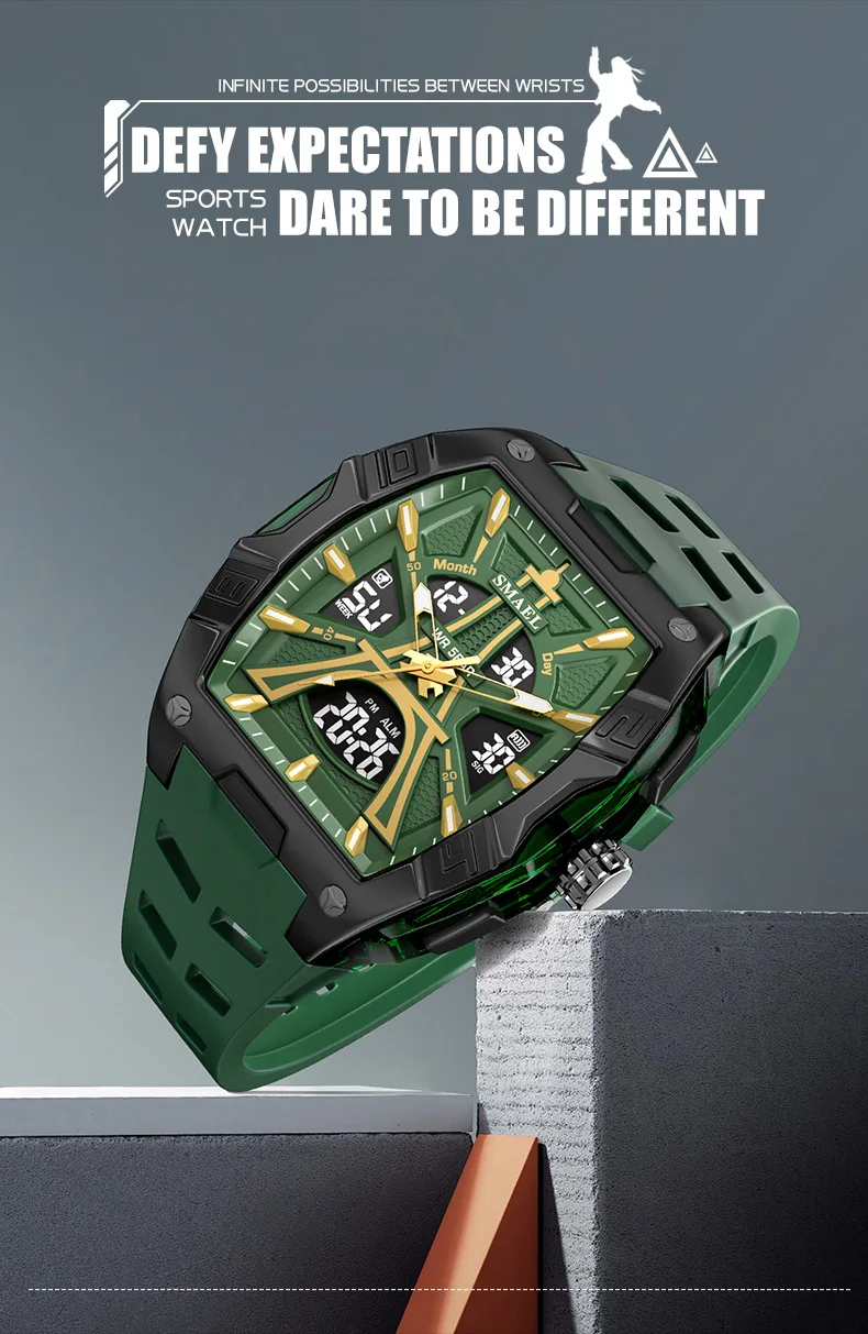 

SMAEL 8131 Men's Analog Digital Dual Display Sport Watch - 50M Waterproof TPU Strap LED Backlight Alarm Stopwatch Chronograph
