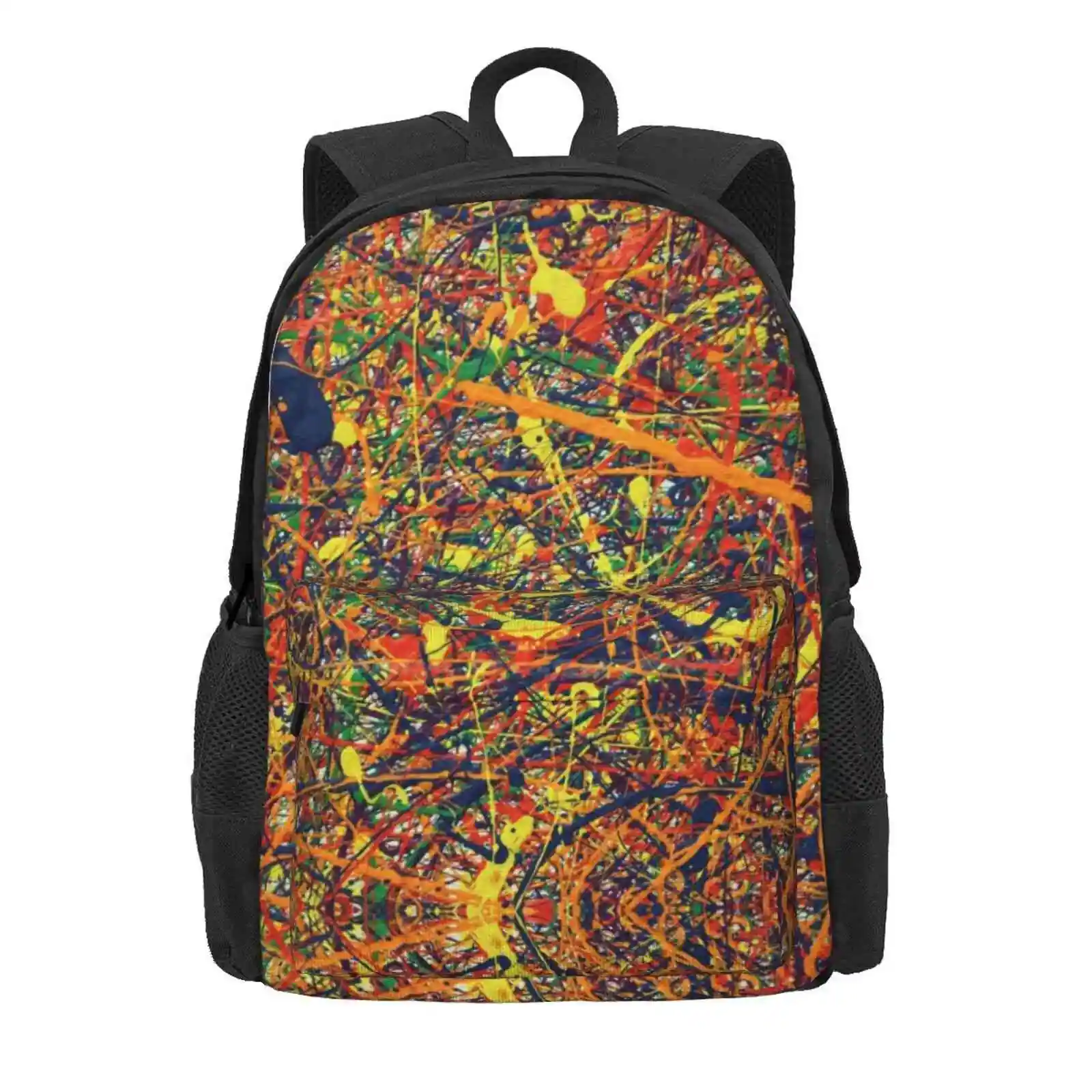 Modern Abstract Jackson Pollock Painting Original Art Titled: Constant Harmony Hot Sale Schoolbag Backpack Fashion Bags