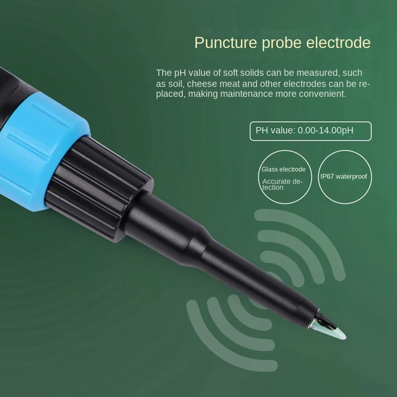 Food PH Meter 0.00-14.00PH High Accuracy Temp PH Tester Sensor Acidity Analyzer For Meat Canning Cheese Dough Water Easy To Use