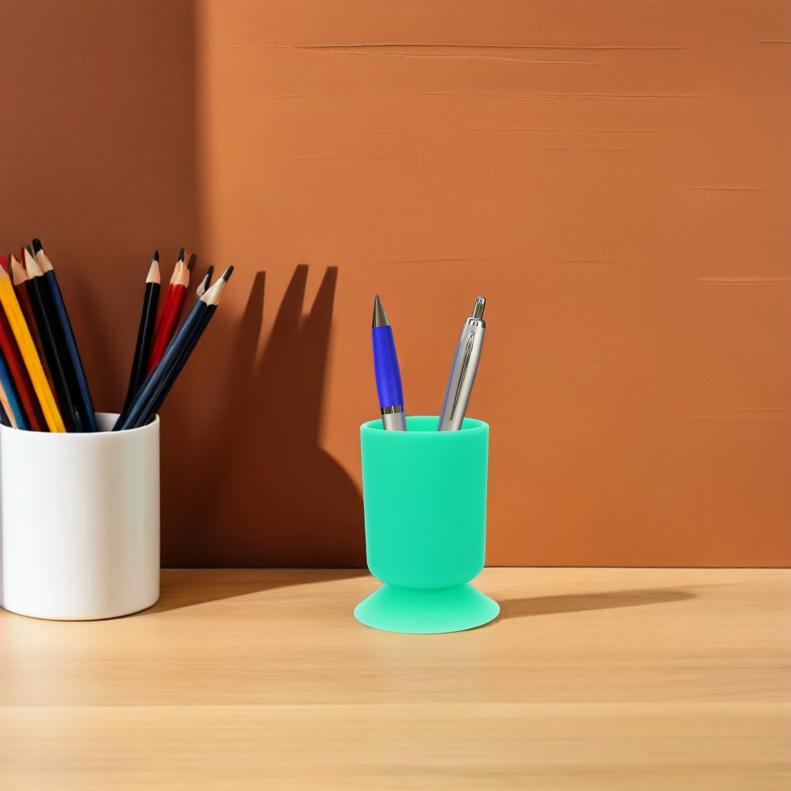 Portalápices con ventosa de silicona, organizador de escritorio para bolígrafos, lápices, cepillos, tijeras, contenedor de brochas de maquillaje, tarro de almacenamiento