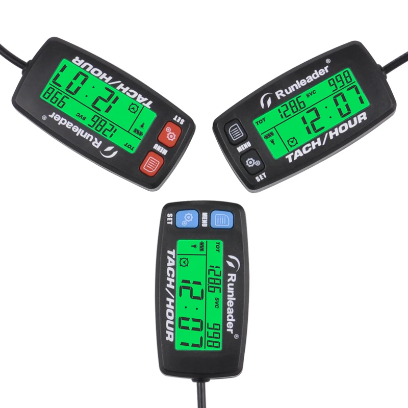 RPM Engine Hour Meter Motorcycle Meter Inductive Gauge Alert Backlit Resettable Tacho Hour Meters for ATV Lawn Mower Jet Ski Pi