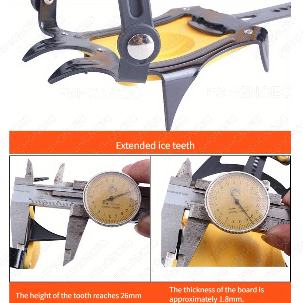 Professional Snow Crampons Anti-Slip Ice Cleats Grips for Shoes Outdoor Winter Hiking Climbing Non slip 10 Teeth Shoe Spikes