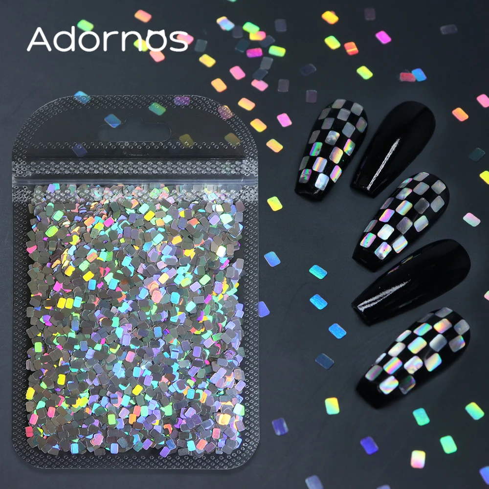 Décorations d'ongles 3D holographiques en paillettes argentées carrées 5G, accessoires de manucure coréens et japonais
