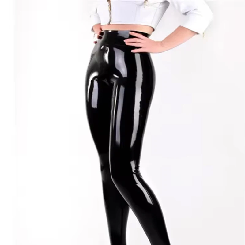 

Сексуальные женские латексные эластичные брюки-карандаш, тонкие облегающие брюки, женские блестящие резиновые бесшовные леггинсы, брюки