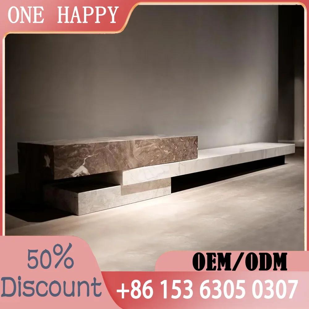 #Any Size Custom Italian Luxury Natural Marble TV Console Water ResistantScratch Proof EO Certified Villa Entertainment Customiz