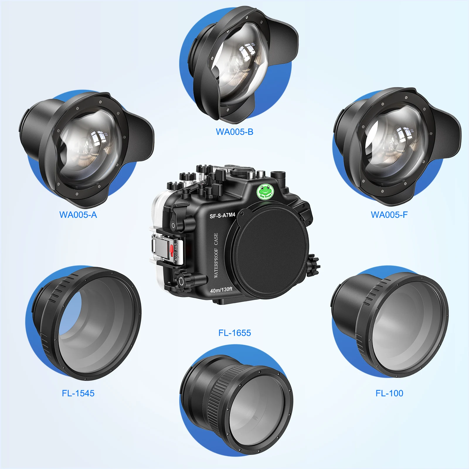 Seafrogs [40M/130FT] Custodia per fotocamera subacquea Custodia per immersione impermeabile per Sony A7M4 16-35MM 28-70MM 90MM