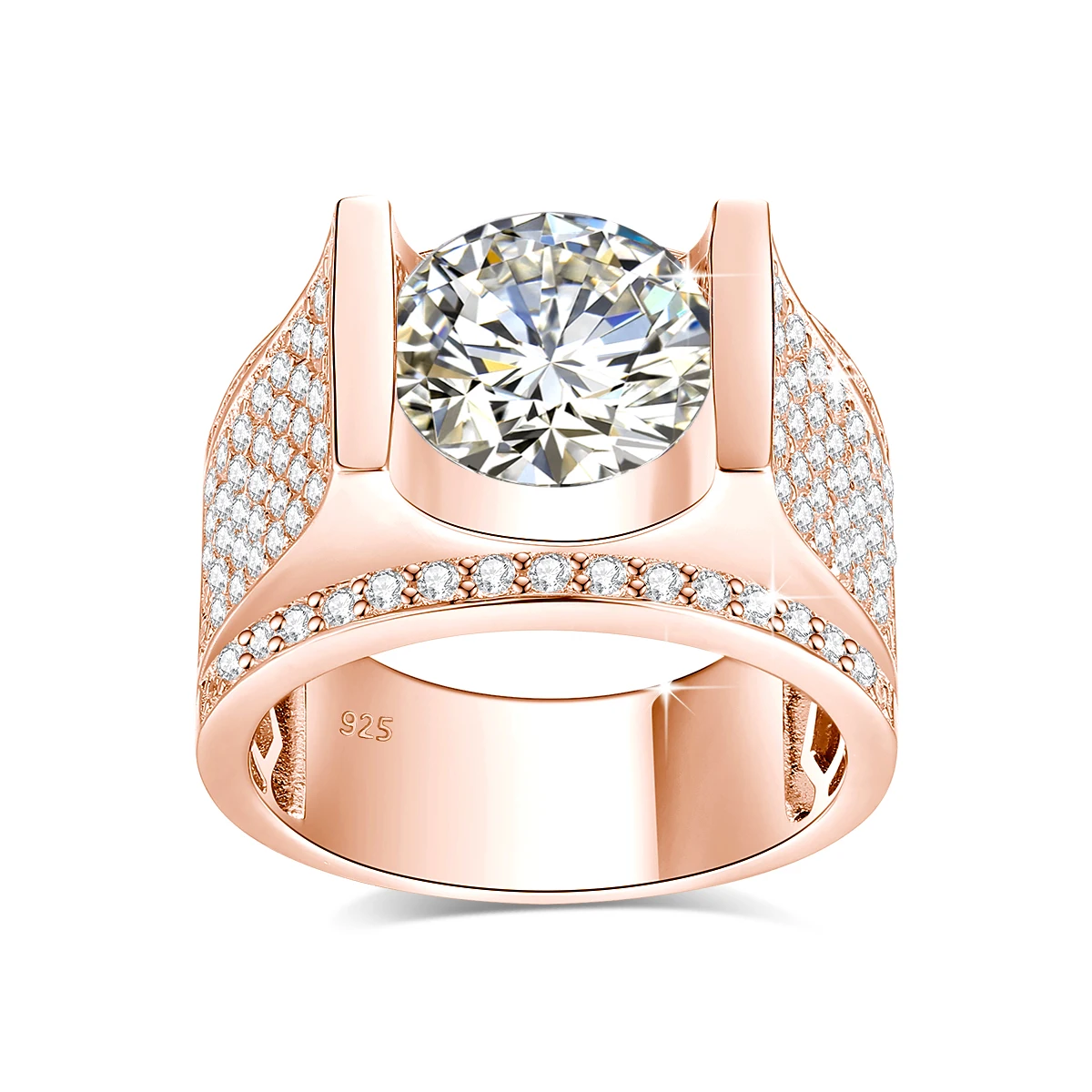 10mm 4ct Moissanit-Ring für Männer, Gold mit Zertifikat, klobiger Hip-Hop-Schmuck mit Stein, hochwertiges Hochzeitsgeschenk für Männer im Angebot – Detail 8