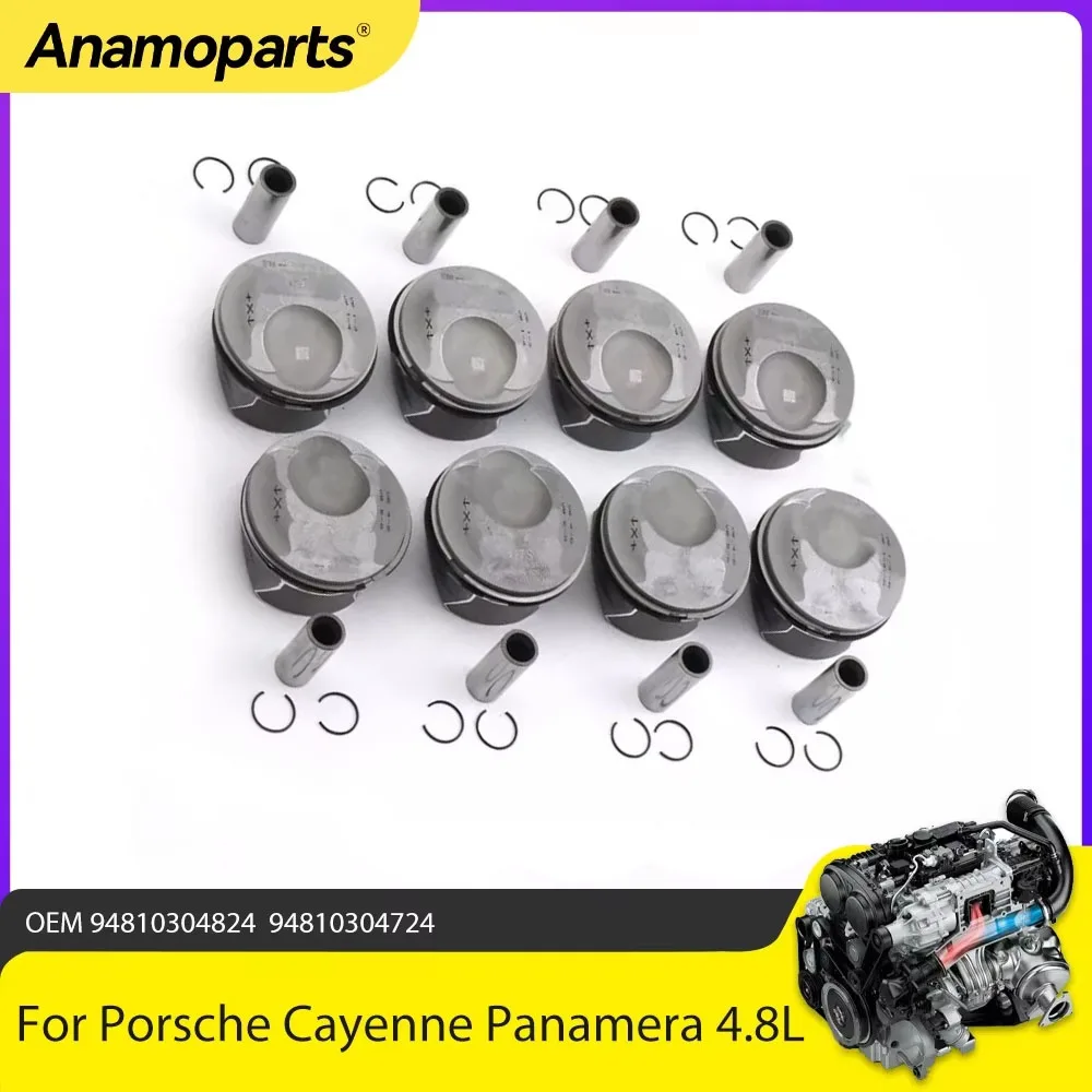 Engine Parts Pistons & Rings Kit STD Fit 4.8 L V8 GAS For Porsche Cayenne Panamera S / 4S / GTS M48 4.8L 94810304825 2007-2019