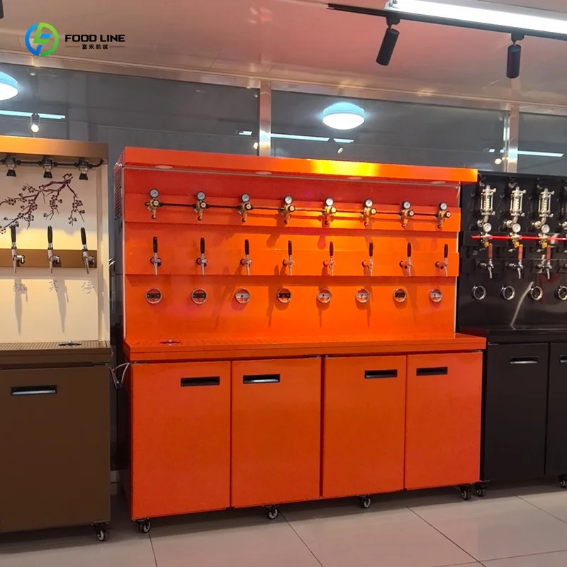Customized Commercial Draft Beer Machine Mobile Rolling Beer Dispenser Matching Durable Stainless Steel Draft Beer Faucet