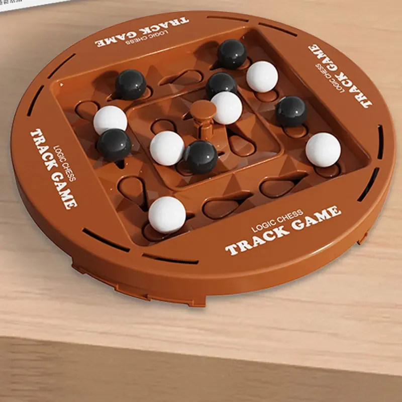 Dual Player Track Rotating Logic Chess Game Black White Four-in-a-Row Board Educational Strategy Tabletop Toy Track Game