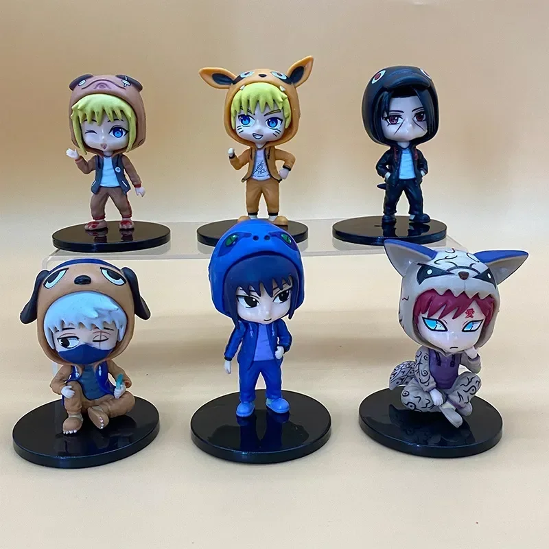 6 stylów Anime Naruto Tidal odzież Shippuden Hinata Sasuke Itachi Kakashi Gaara figurka pcv figurki brelok zabawki lalki prezent dla dzieci